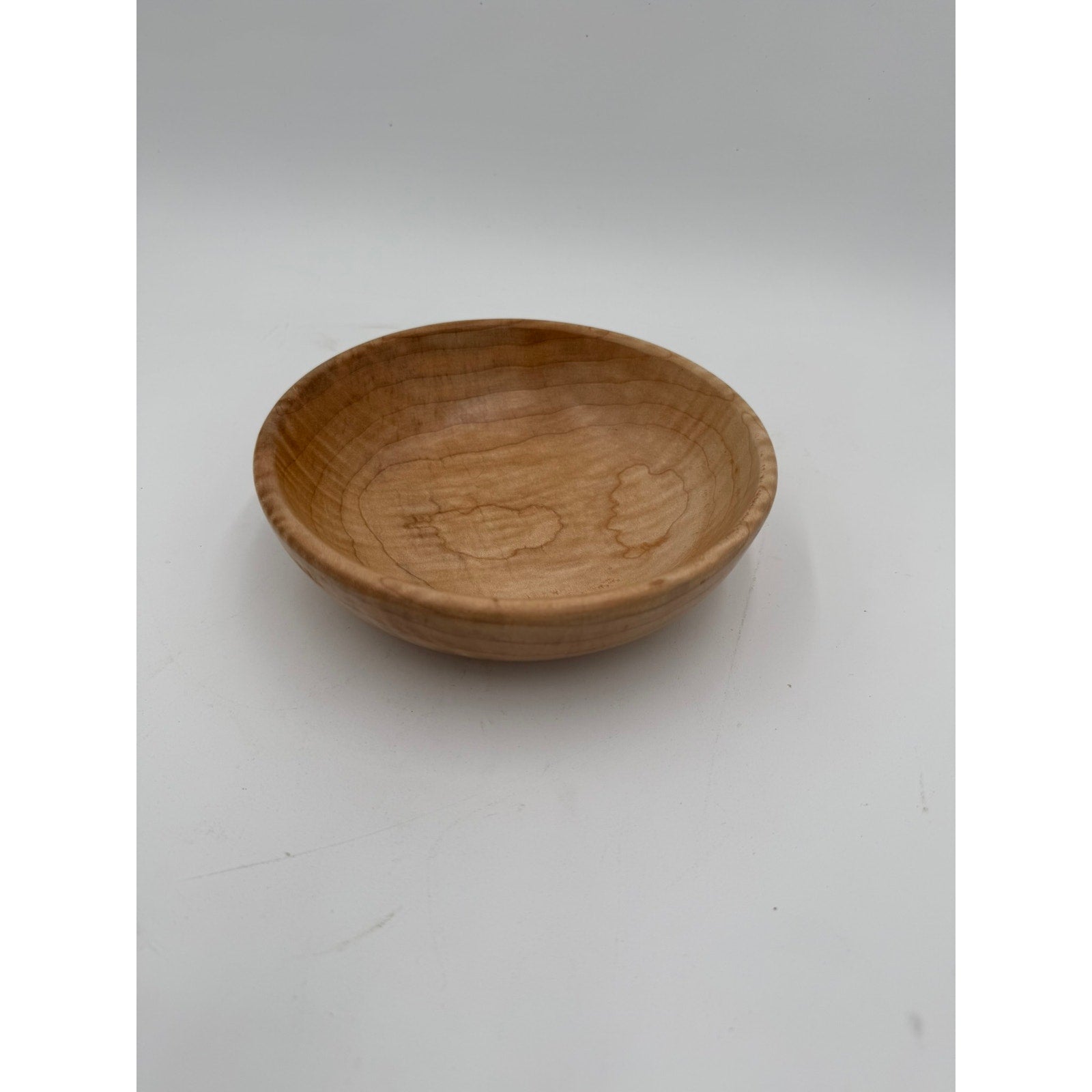 Figured Big Leaf Maple Hand Turned Bowl, 7.5 x 2, decorative wood bowl, functional serving dish, food safe finish