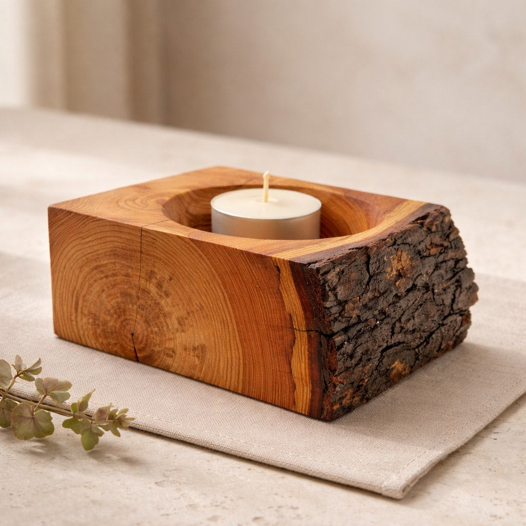 Natural edge fir wood centerpiece bowl, handmade rustic decor, live bark rim, 10.5 x 8.5 x 4.75 in, functional and decorative