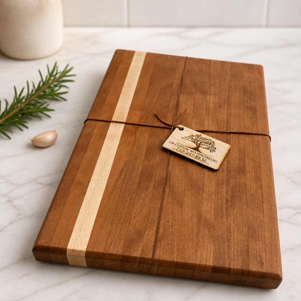 Premium Edge Grain Hardwood Cutting Board, cherry and maple, 16.5 x 11 x 1.5, durable prep board for daily chopping