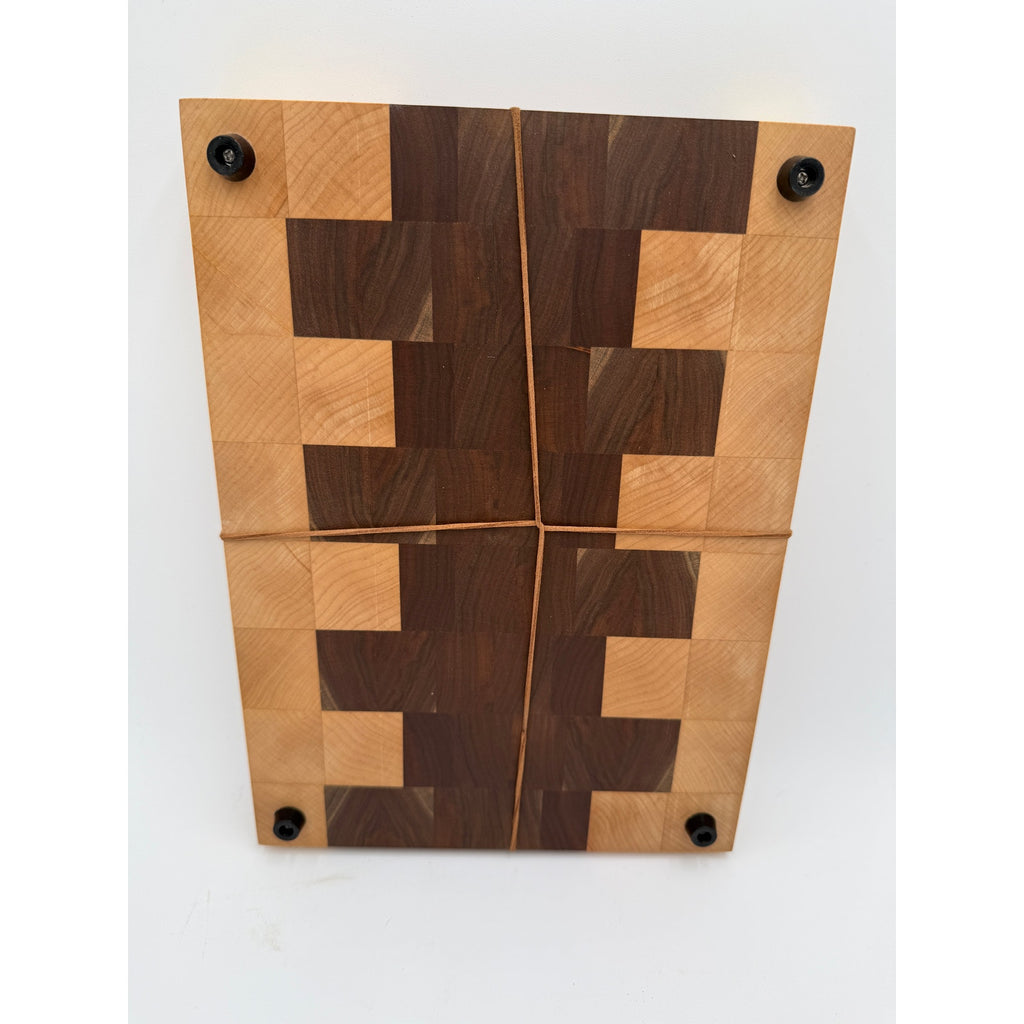 Chef Quality End Grain Cutting Board, walnut and maple hardwood, 12.5 x 9 x 1.75, artisan made, long lasting