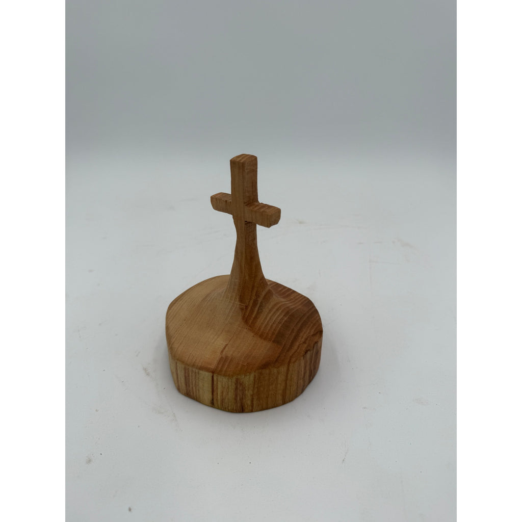 Handcrafted Honey Locust Wooden Cross Statue, solid wood, small tabletop decor, rustic log cross, handmade gift