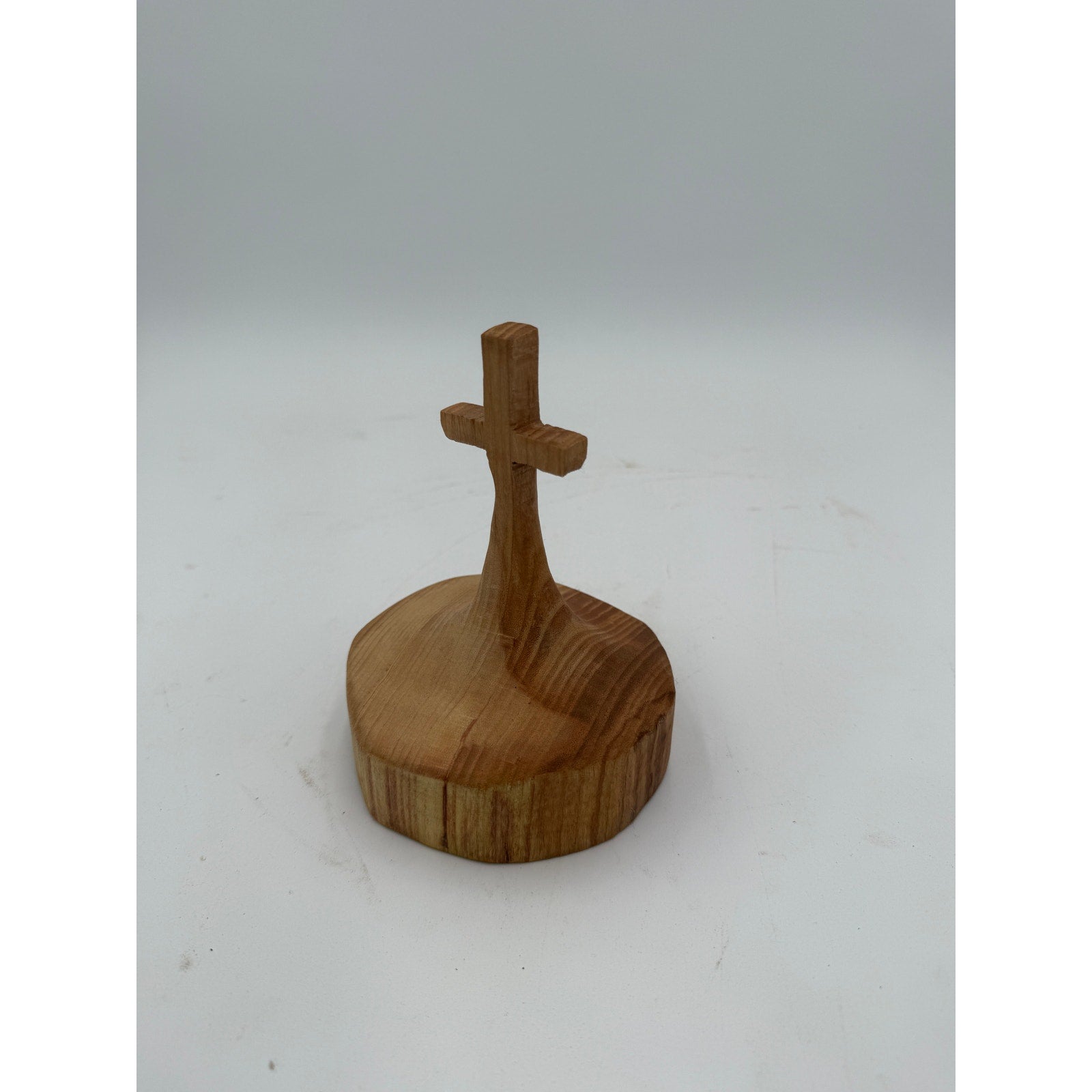 Handcrafted Honey Locust Wooden Cross Statue, solid wood, small tabletop decor, rustic log cross, handmade gift