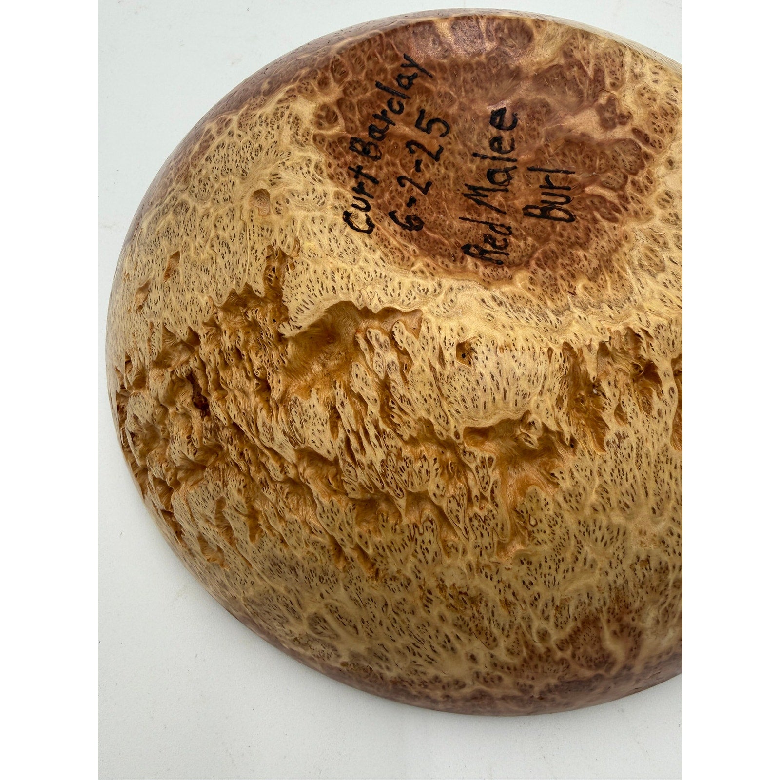 Hand Turned Red Mallee Burl Wood Bowl, 9.5 x 2.75 inches, food safe finish, handmade salad or fruit bowl, decorative centerpiece