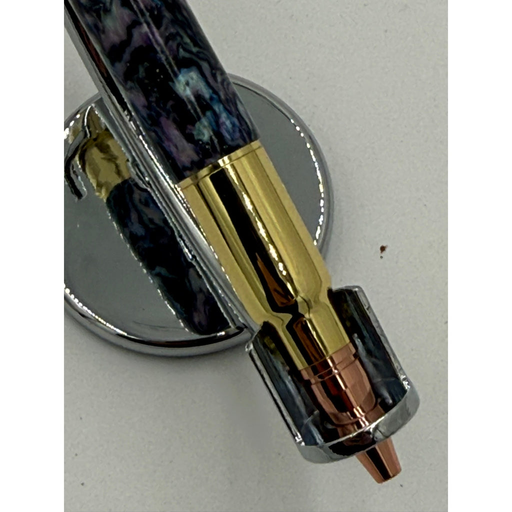 Hand Turned Purple Epoxy Bolt Action Pen, rollerball refill, executive writing gift, smooth ink, handmade USA