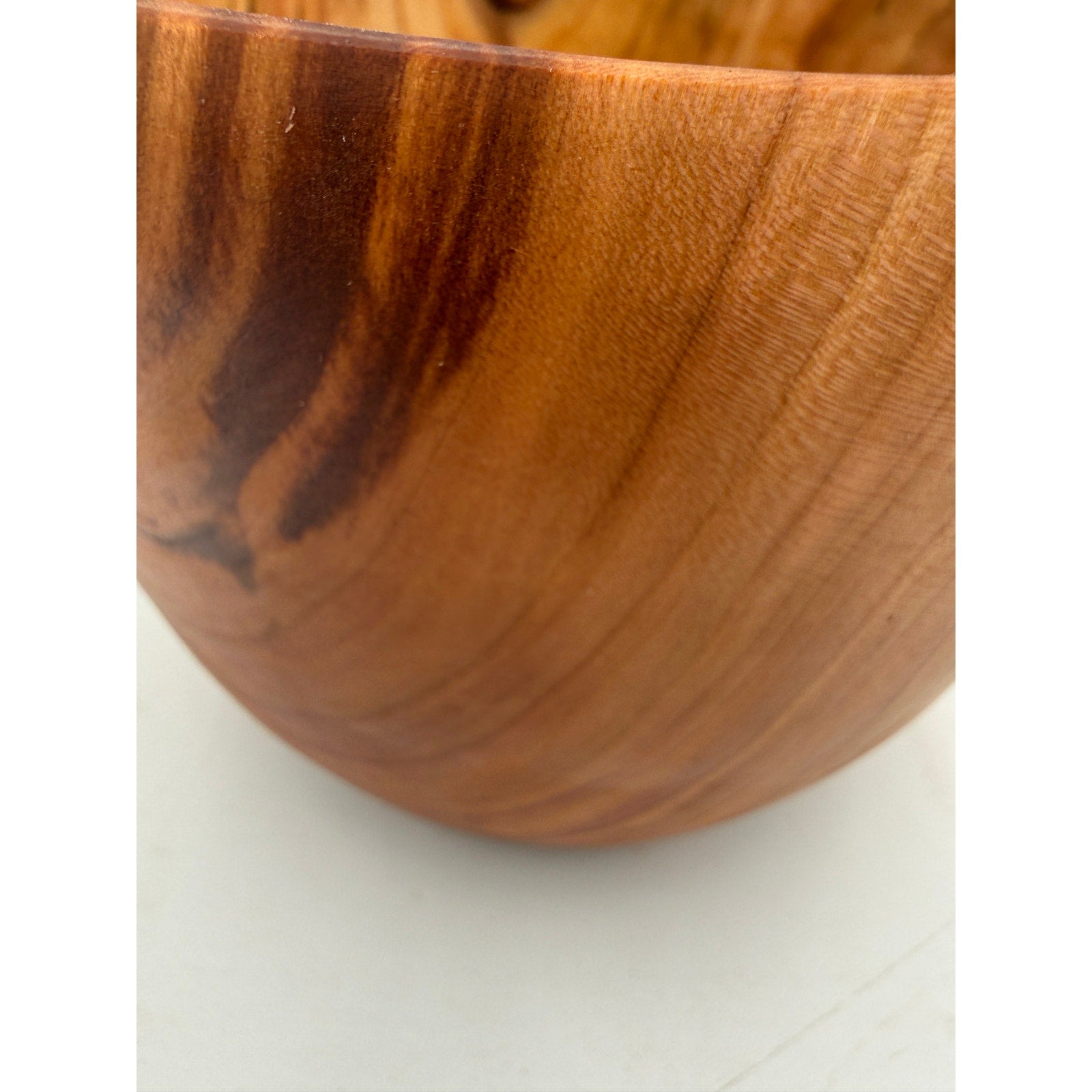 Hand Turned Cherry Wood Bowl with Live Edge, bark inclusion accent, from salvaged cherry log, 5.75" dia x 4.5" tall, hand crafted finish