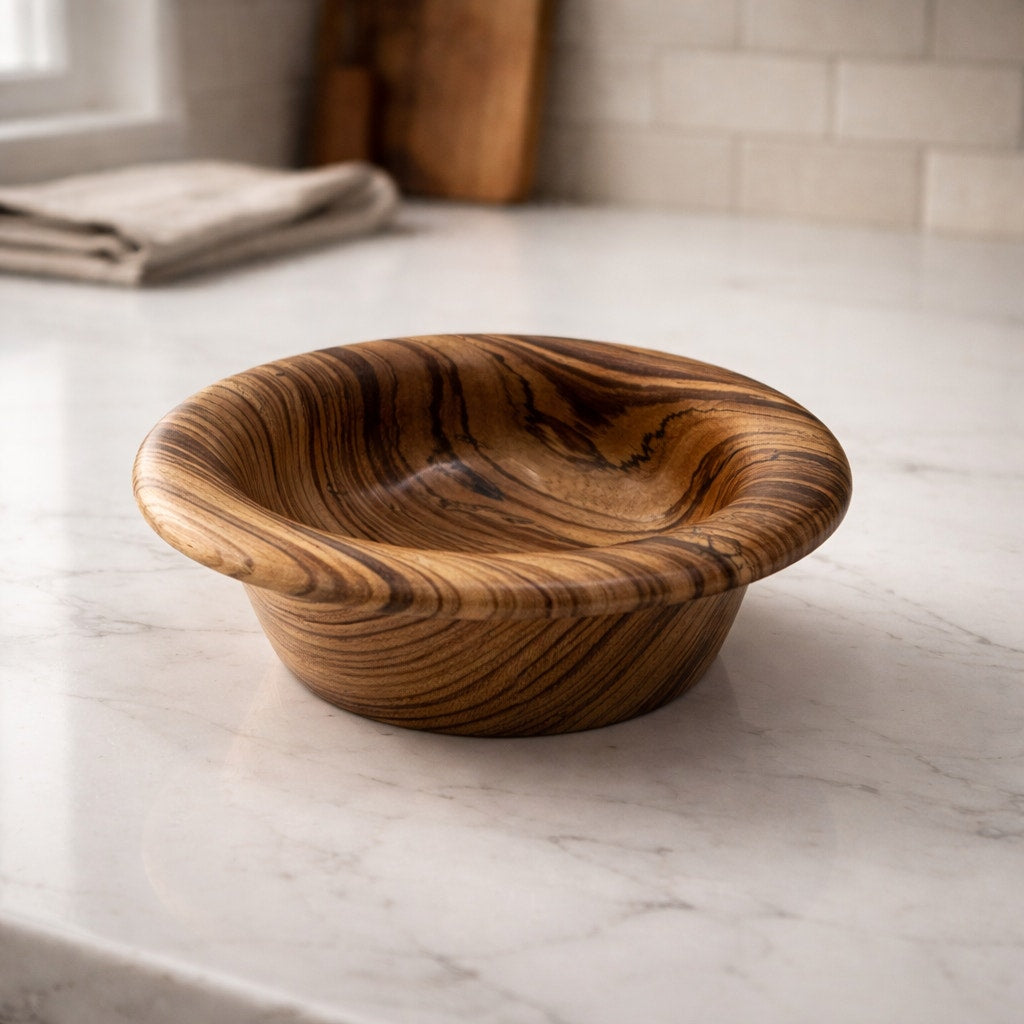 Hand Turned Tigerwood Decorative Bowl, 6 x 1.75 in, handmade kitchen decor, small salad or snack dish