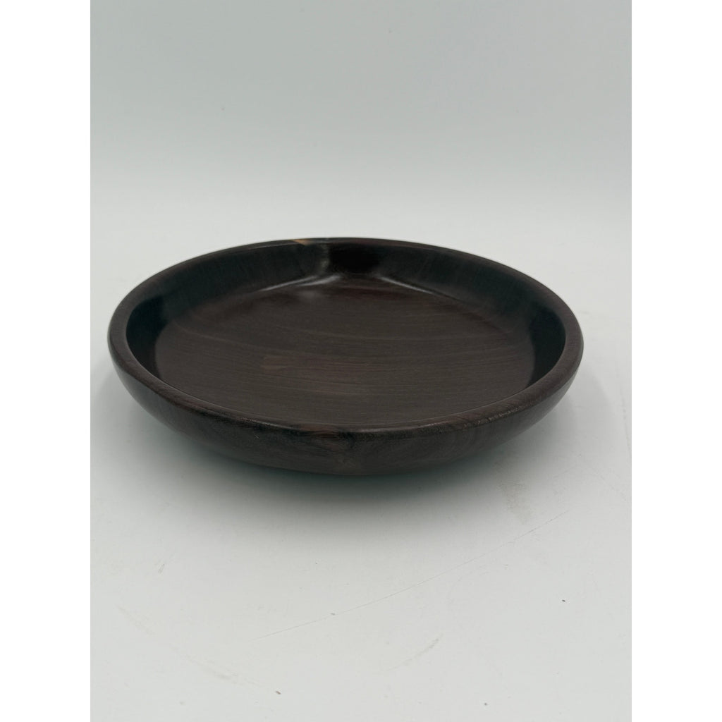 Minimal Dark Wood Serving Bowl 9x2, hand crafted, functional dish, rustic modern decor, small fruit or snack