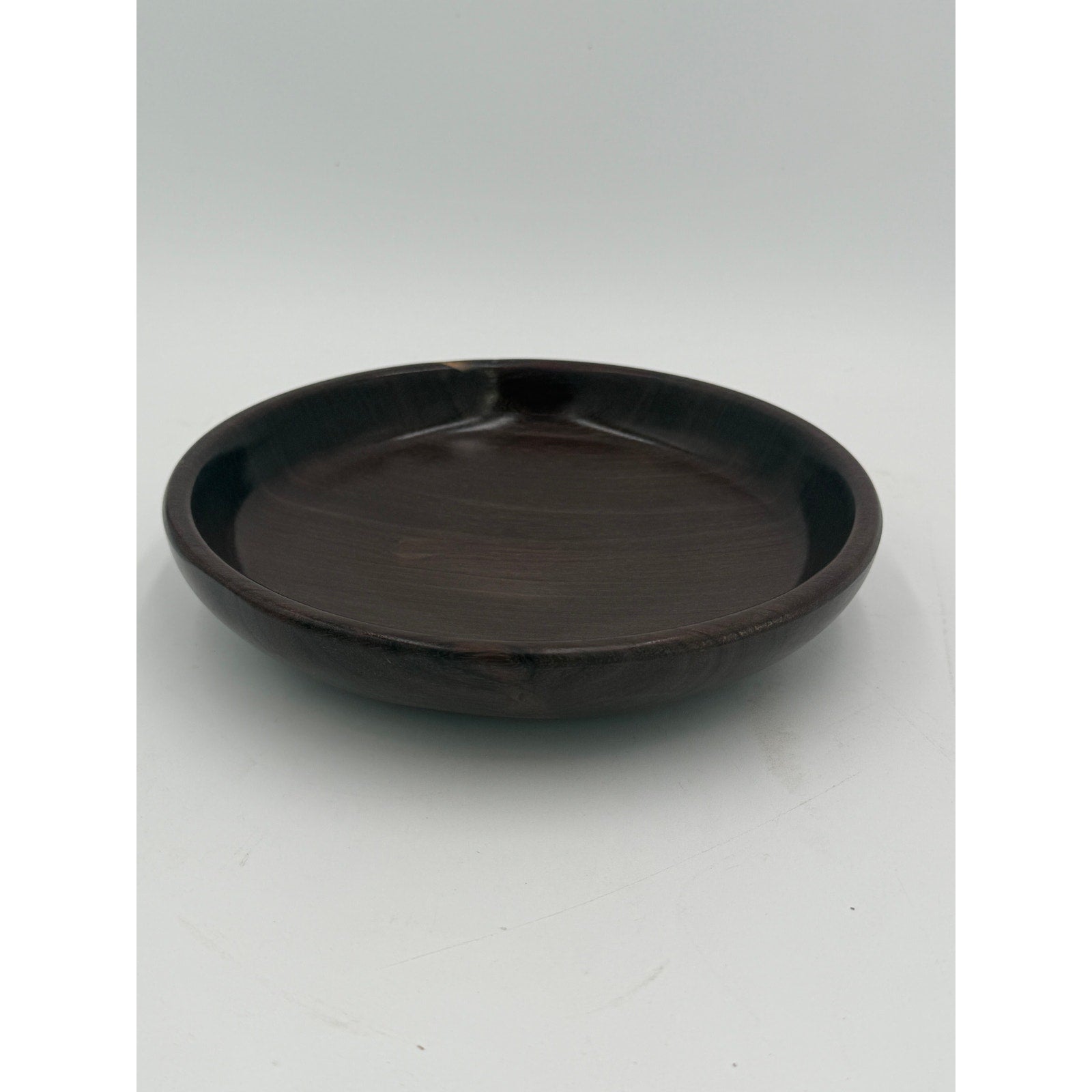 Minimal Dark Wood Serving Bowl 9x2, hand crafted, functional dish, rustic modern decor, small fruit or snack