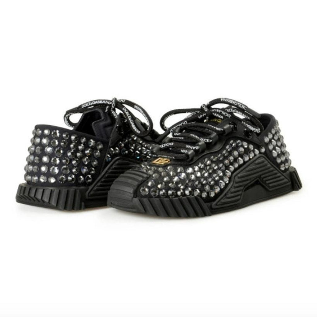 Dolce & Gabbana NS1 Rhinestone Sneakers Black Crystal NIB Size 40.5