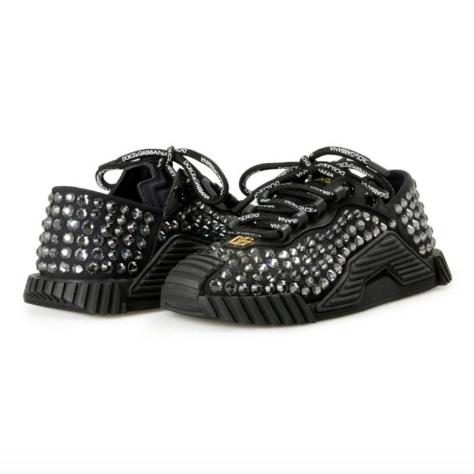 Dolce & Gabbana NS1 Rhinestone Sneakers Black Crystal NIB Size 40.5