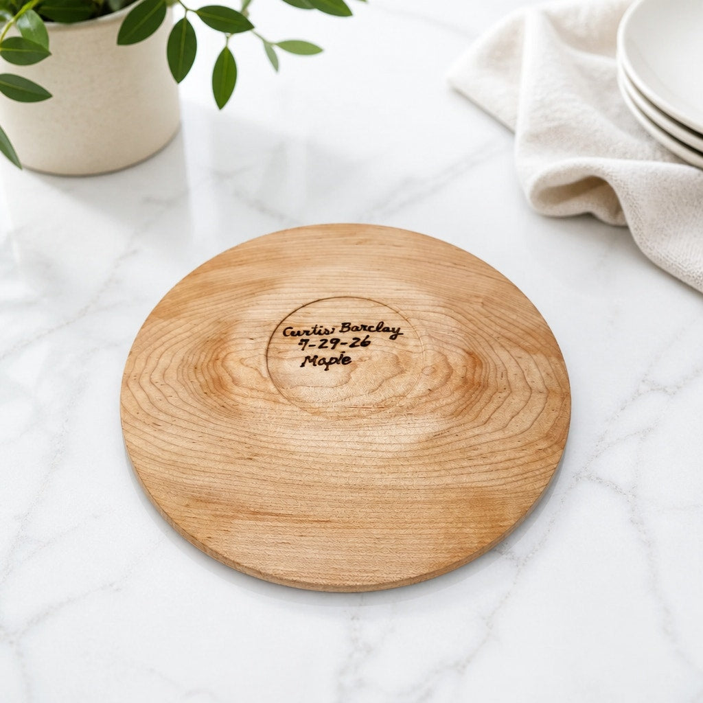 Hand Turned Maple Wood Platter, 10 Inch, Artisan Tableware, Rustic Kitchen Decor