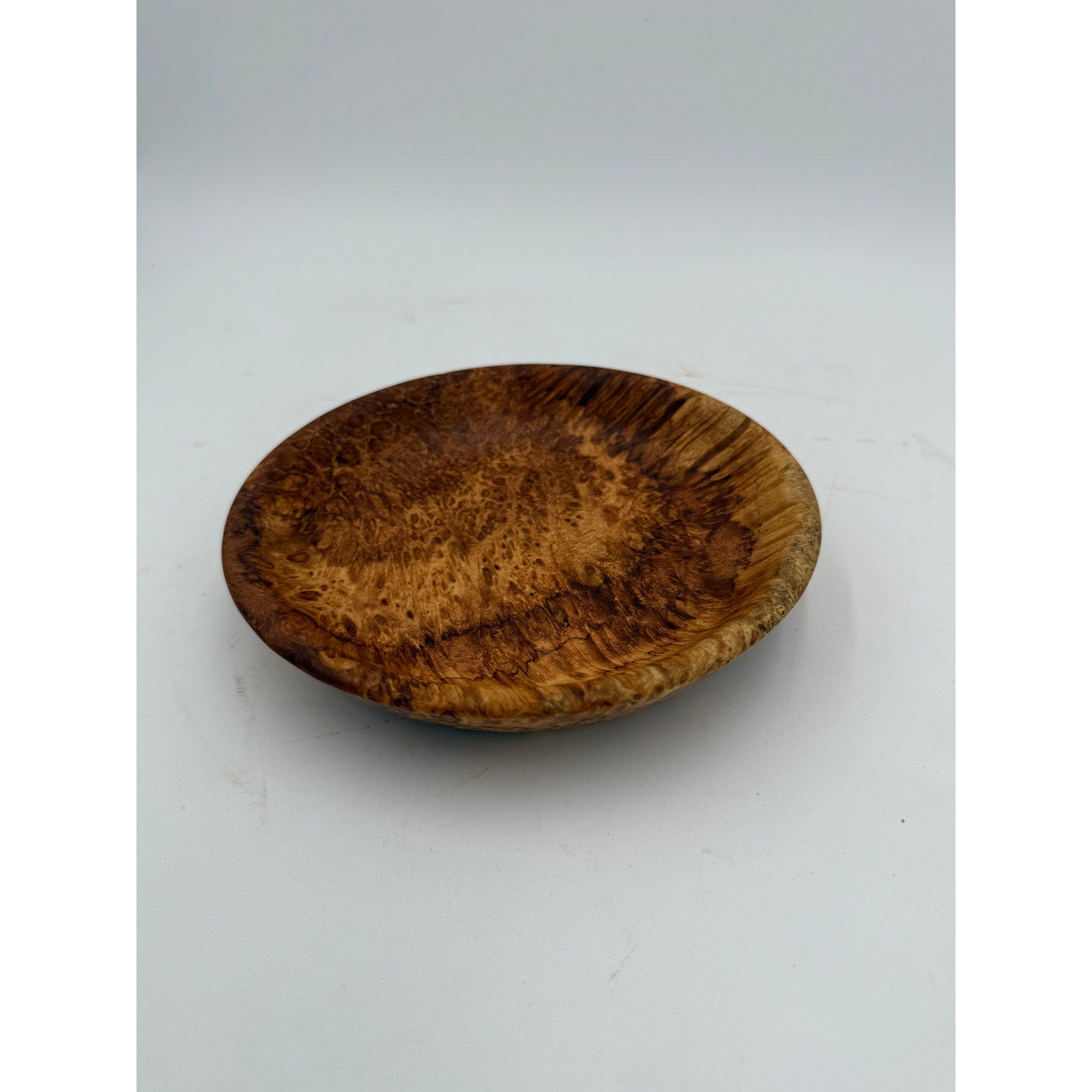 Avocado Burl Hand Turned Wood Bowl, 7.75 x 1.5 inches, food safe finish, handcrafted, one of a kind