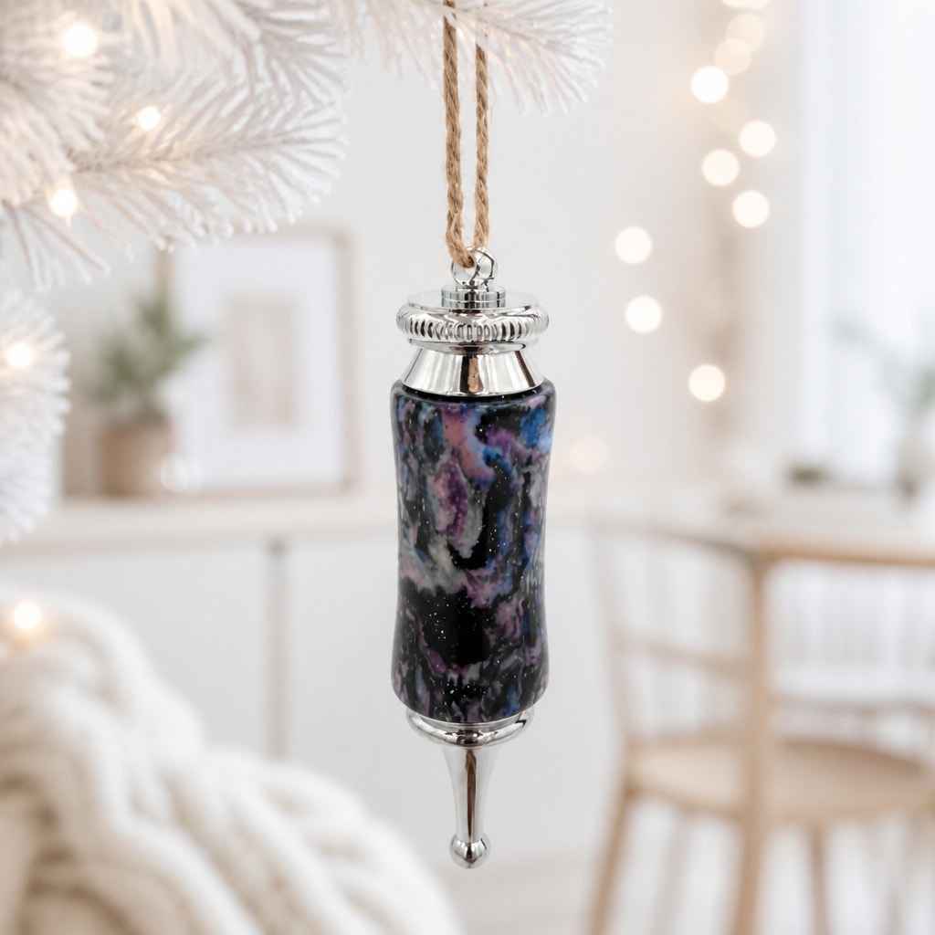 Hand Turned Christmas Ornament Collection, Wood and Epoxy, 2.5 Inch, One of a Kind