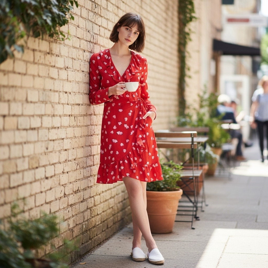 Miu Miu Strawberry Print Wrap Dress - Size 40