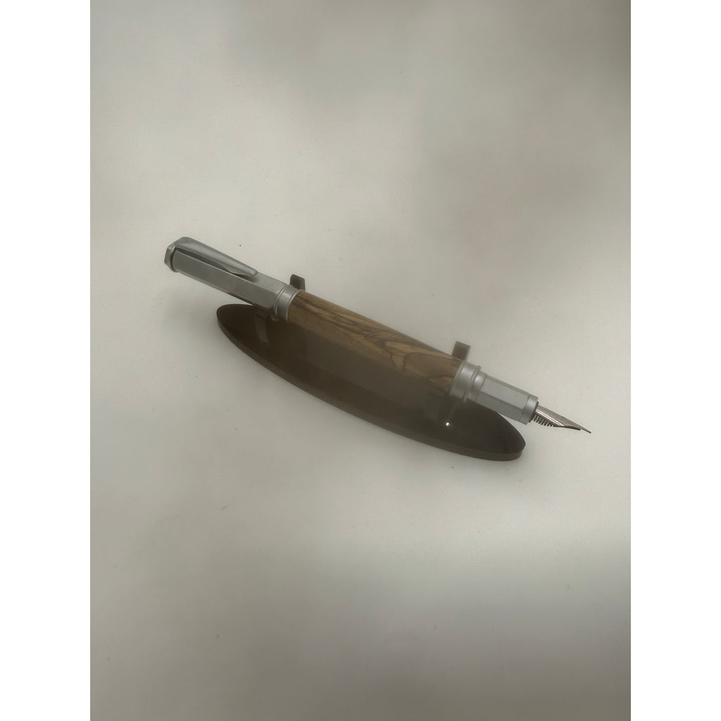 Vertex Fountain Pen in Spalted Tamarind, Hand Turned Barrel, Ink Pump, Cartridge, SKU 1469
