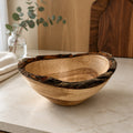 Live Edge Shagbark Hickory Hand Turned Bowl, rustic decor, natural bark rim, 7.5 x 7 x 3.5 in, food safe finish