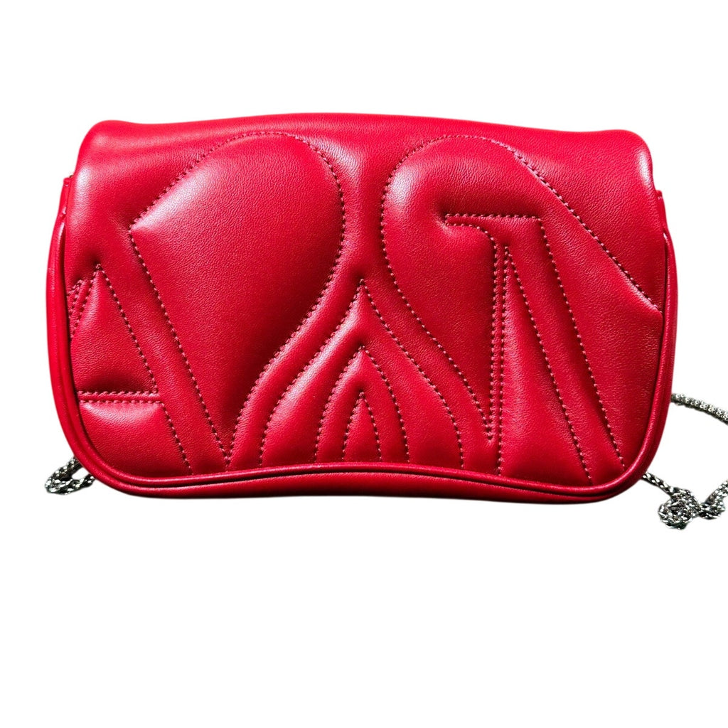 Alexander McQueen Small Seal Bag Blood Red Silver NWT