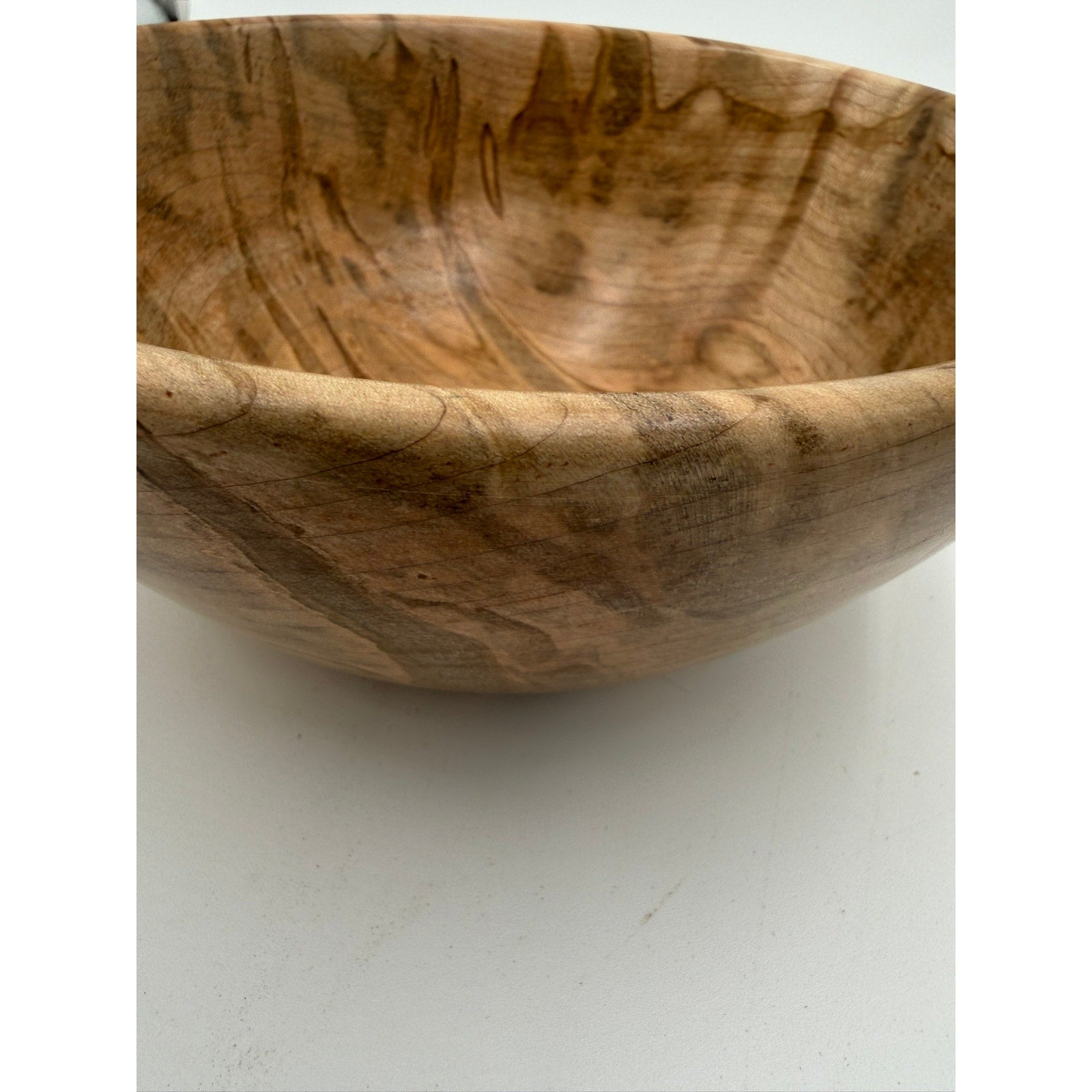 Ambrosia Maple Hand Turned Wood Bowl, 8.75 x 3.5, food safe finish, functional salad or fruit serving, decorative centerpiece