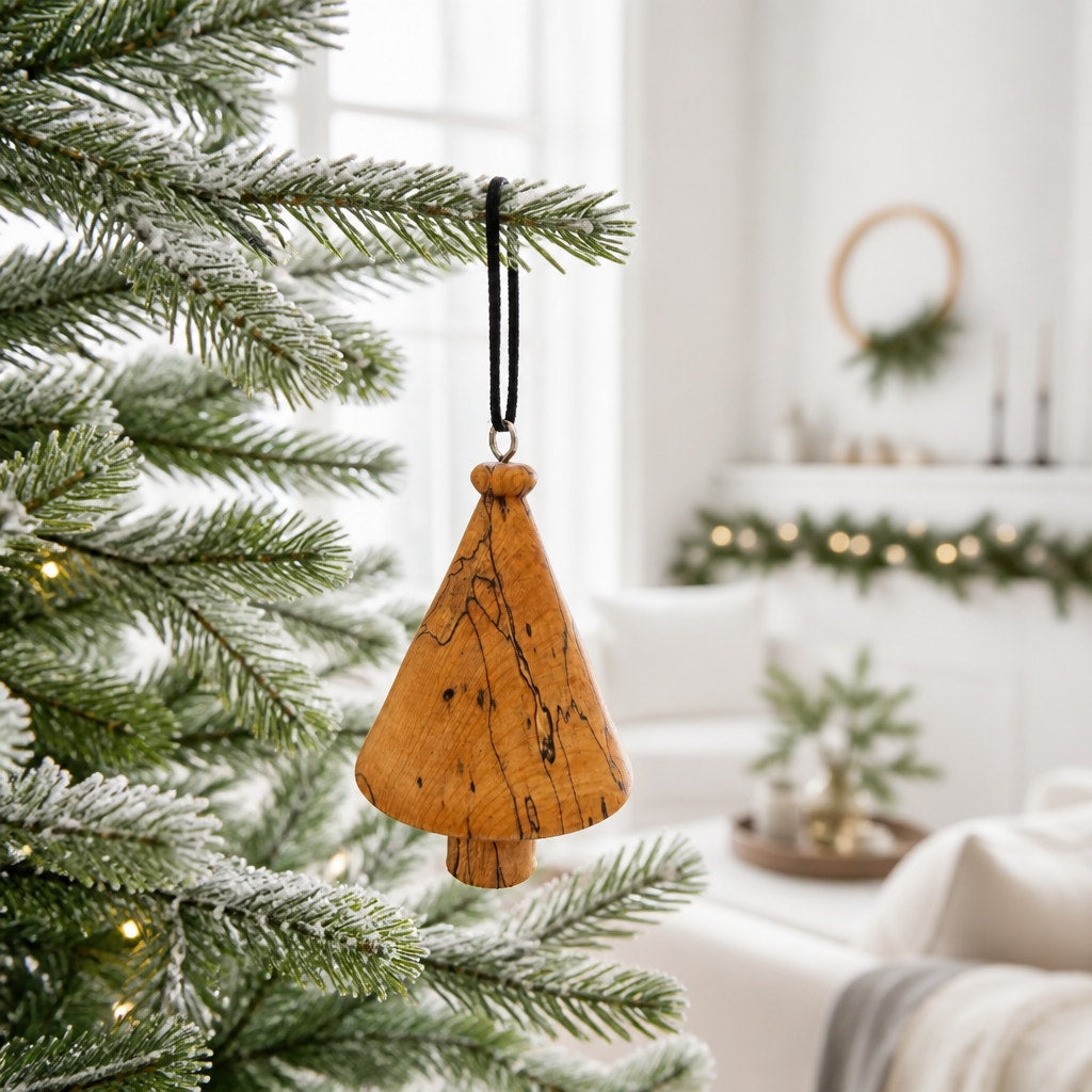 Hand Turned Wooden Christmas Ornament, One of a Kind, Artisan Holiday Decor, 2.5 to 7 Inches