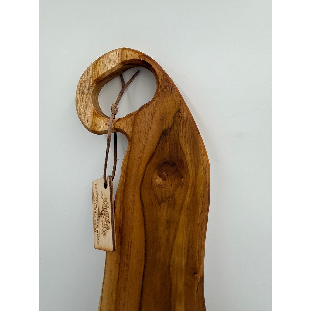 Handcrafted Teak Cheese and Charcuterie Board, 23.5 x 7 x 0.75 in, black epoxy detail, appetizer tray, kitchen gift