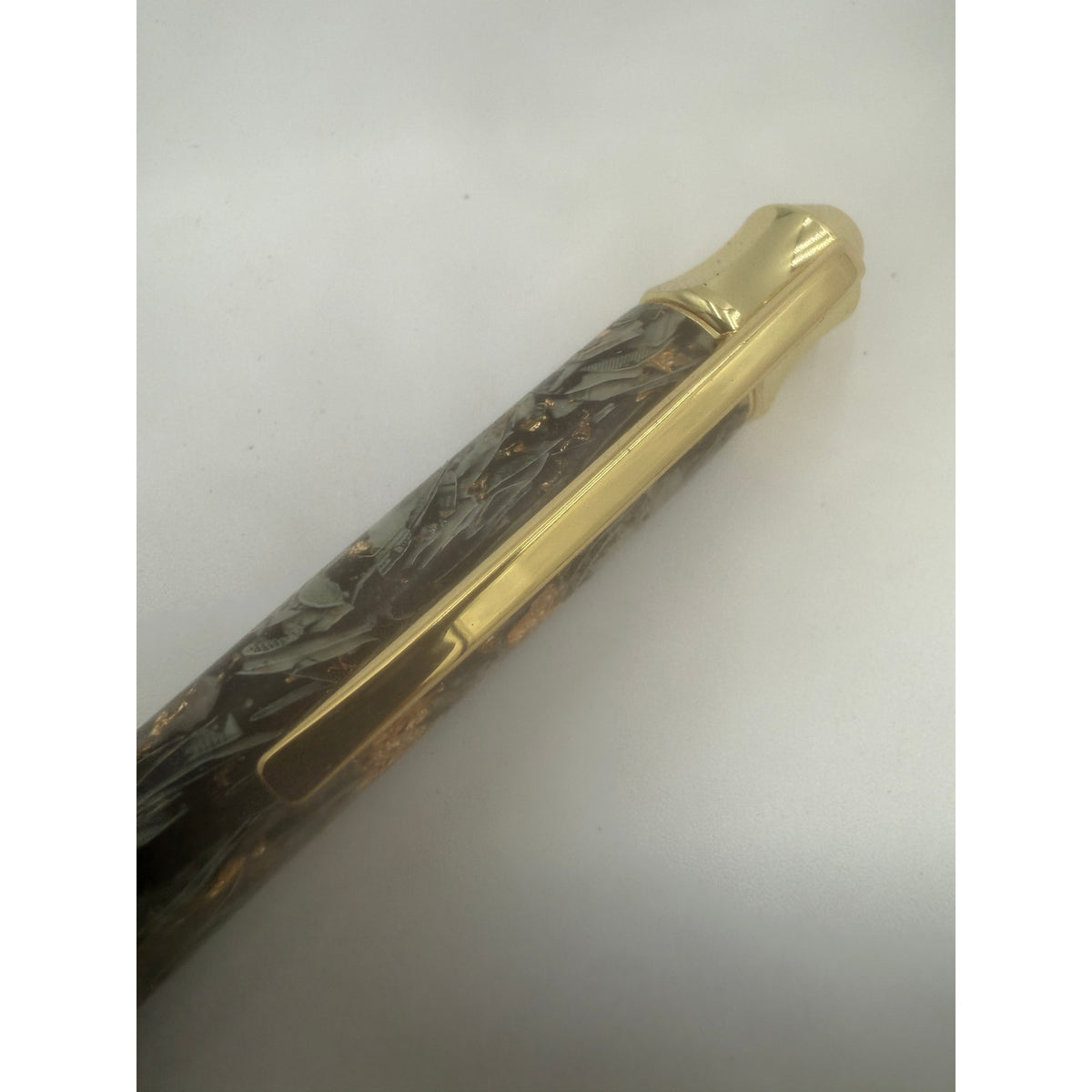 Custom Money Contour Twist Pen, Gold Hardware, Epoxy Barrel, Shredded Currency, SKU 1475