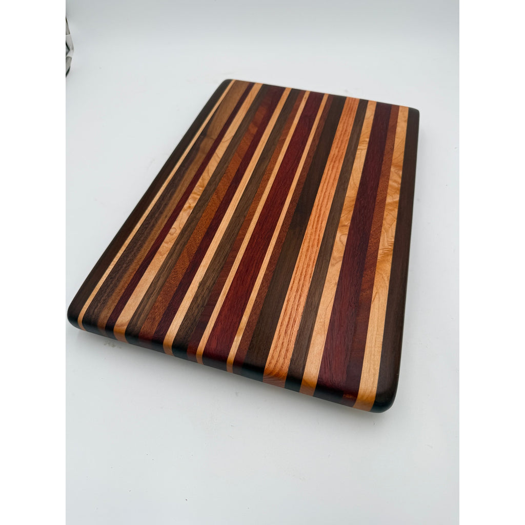 Handcrafted Edge Grain Cutting Board, 17.5 x 12 x 1 Inch, Laminated Domestic and Exotic Hardwoods
