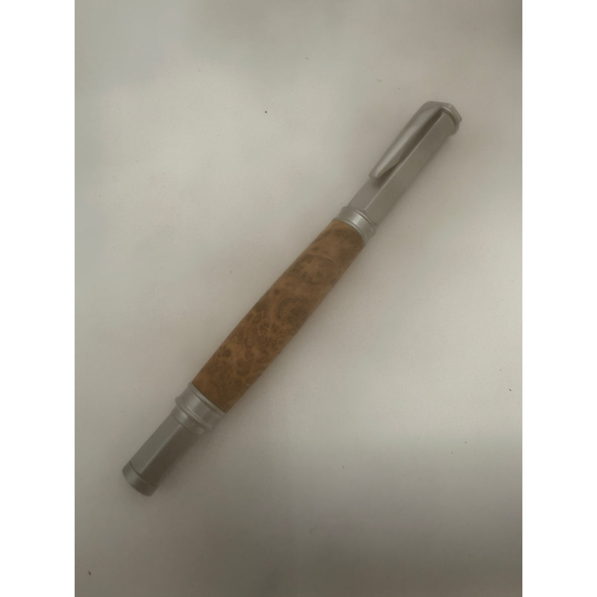 Vertex Fountain Pen in Spalted Tamarind, Hand Turned Barrel, Ink Pump, Cartridge, SKU 1469