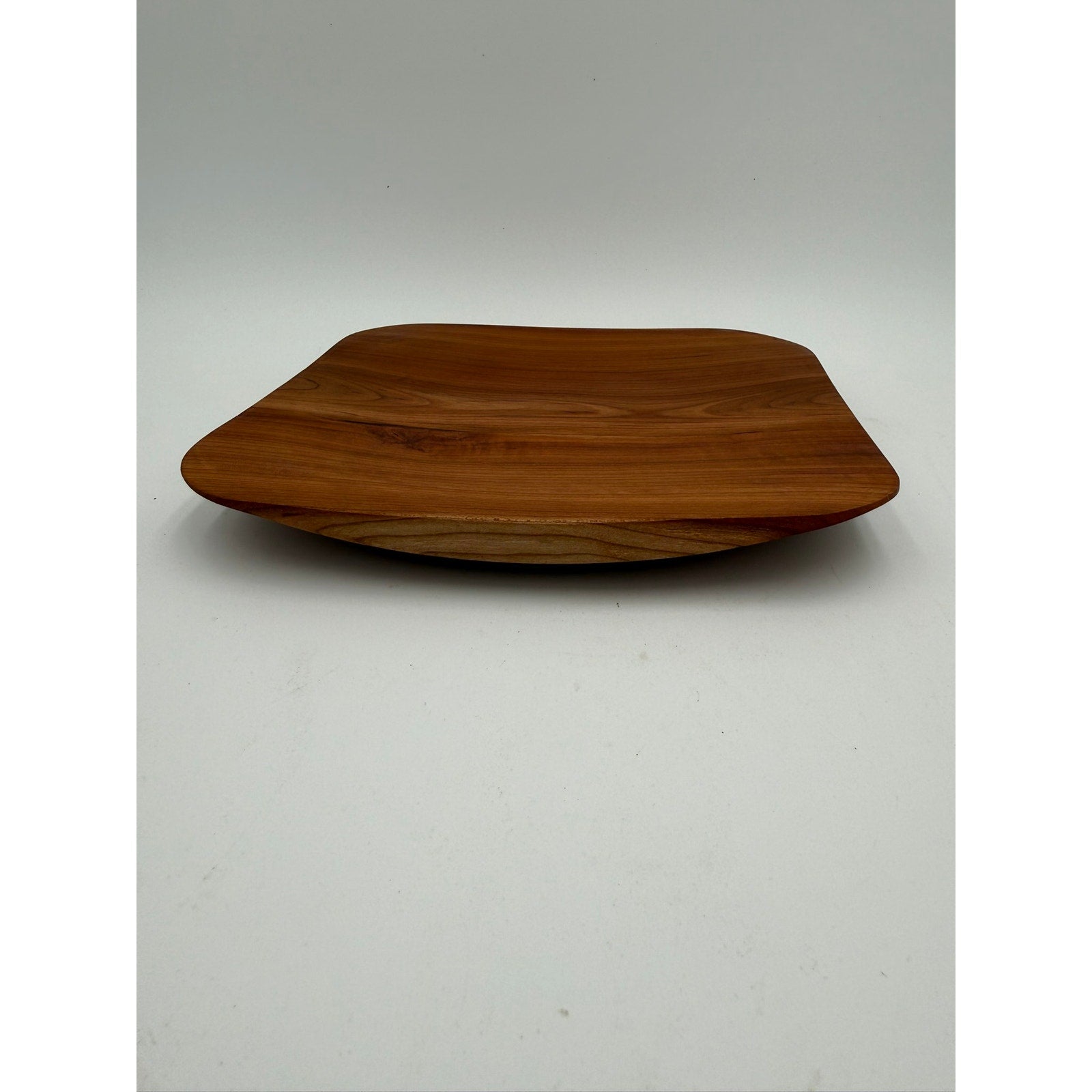Square Cherry Hand Turned Wood Bowl, 9x9x1.52 inches, handmade serving dish, food safe finish, modern rustic decor