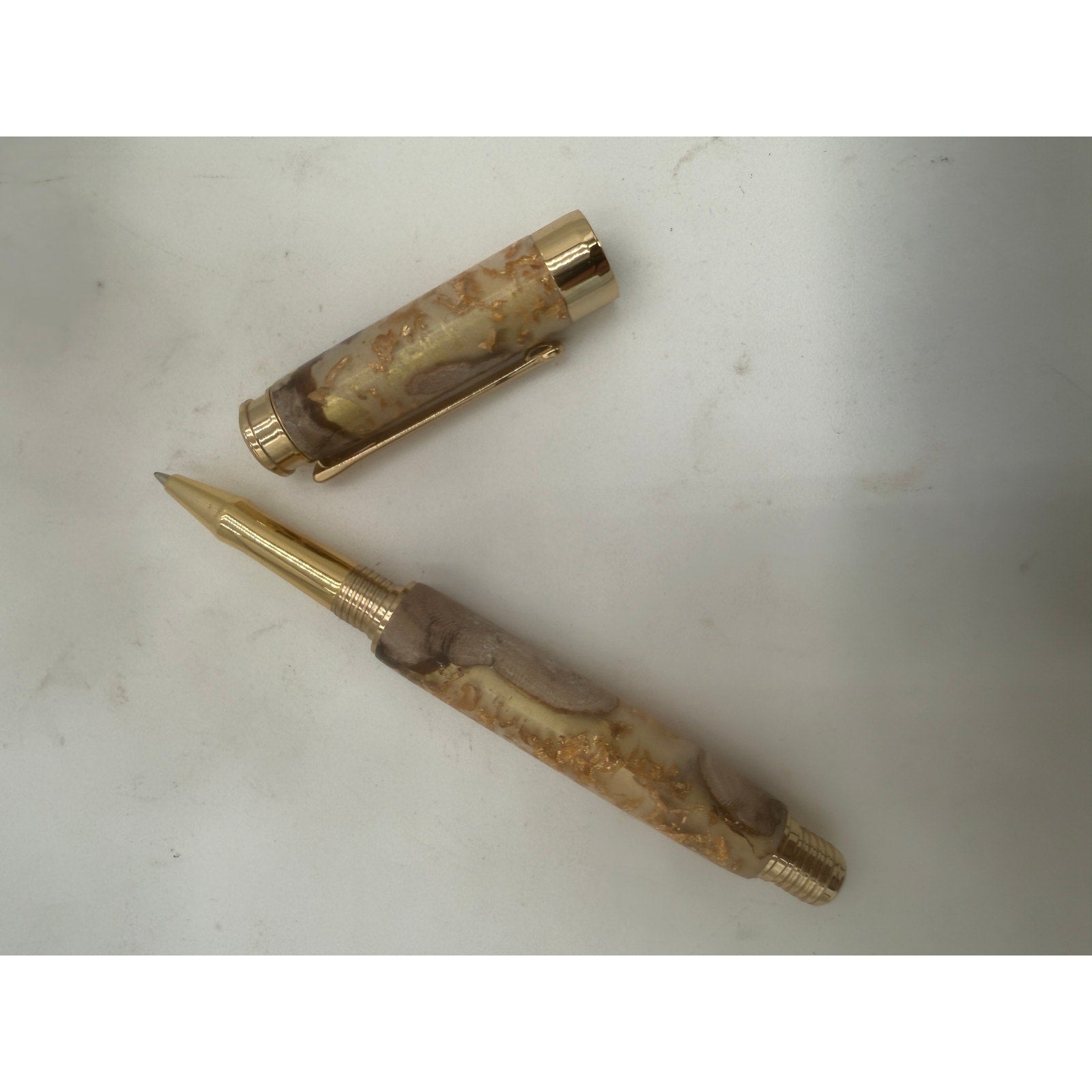 Beaufort Leveche Rollerball Pen, Gold Hardware, Epoxy Flake, Grapevine, Refillable, SKU 1435