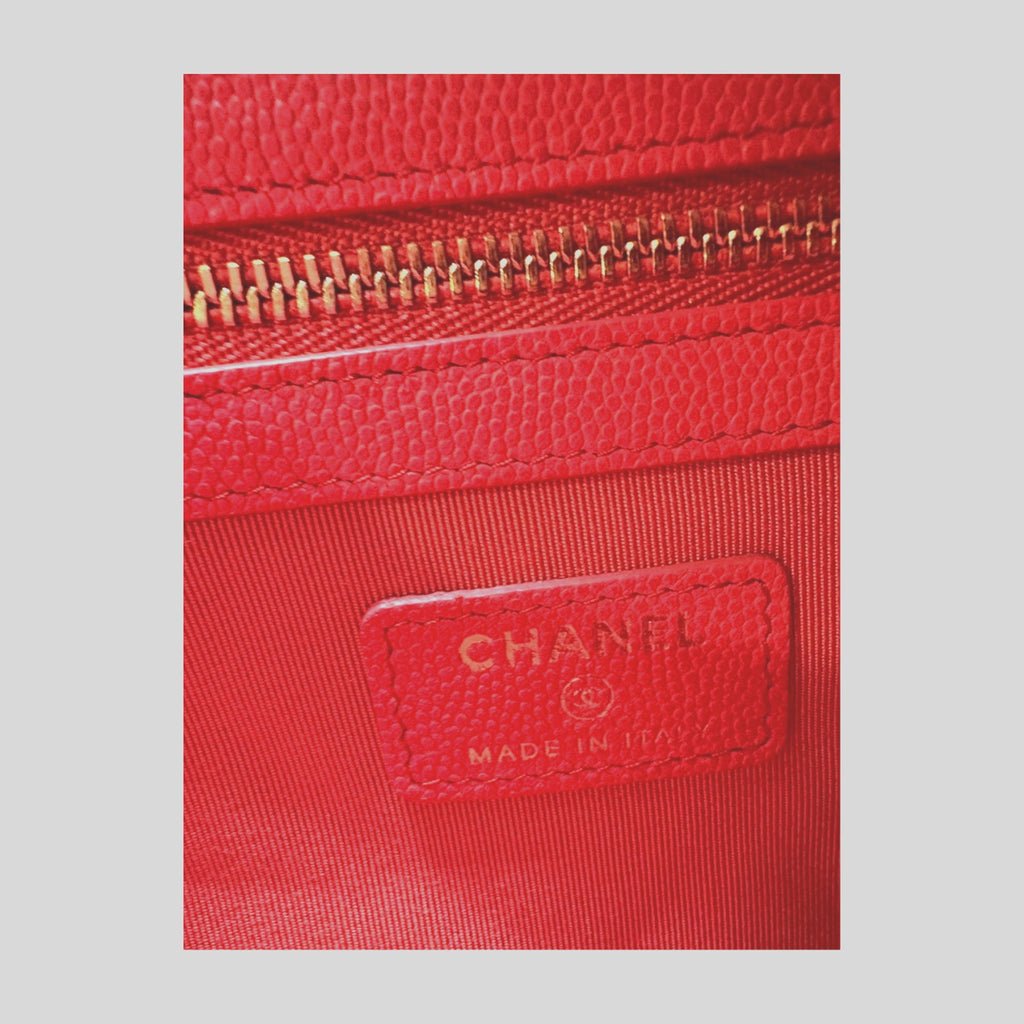 CHANEL CC GHW Pouch Clutch Bag Calfskin Leather Pink - With Serial Card