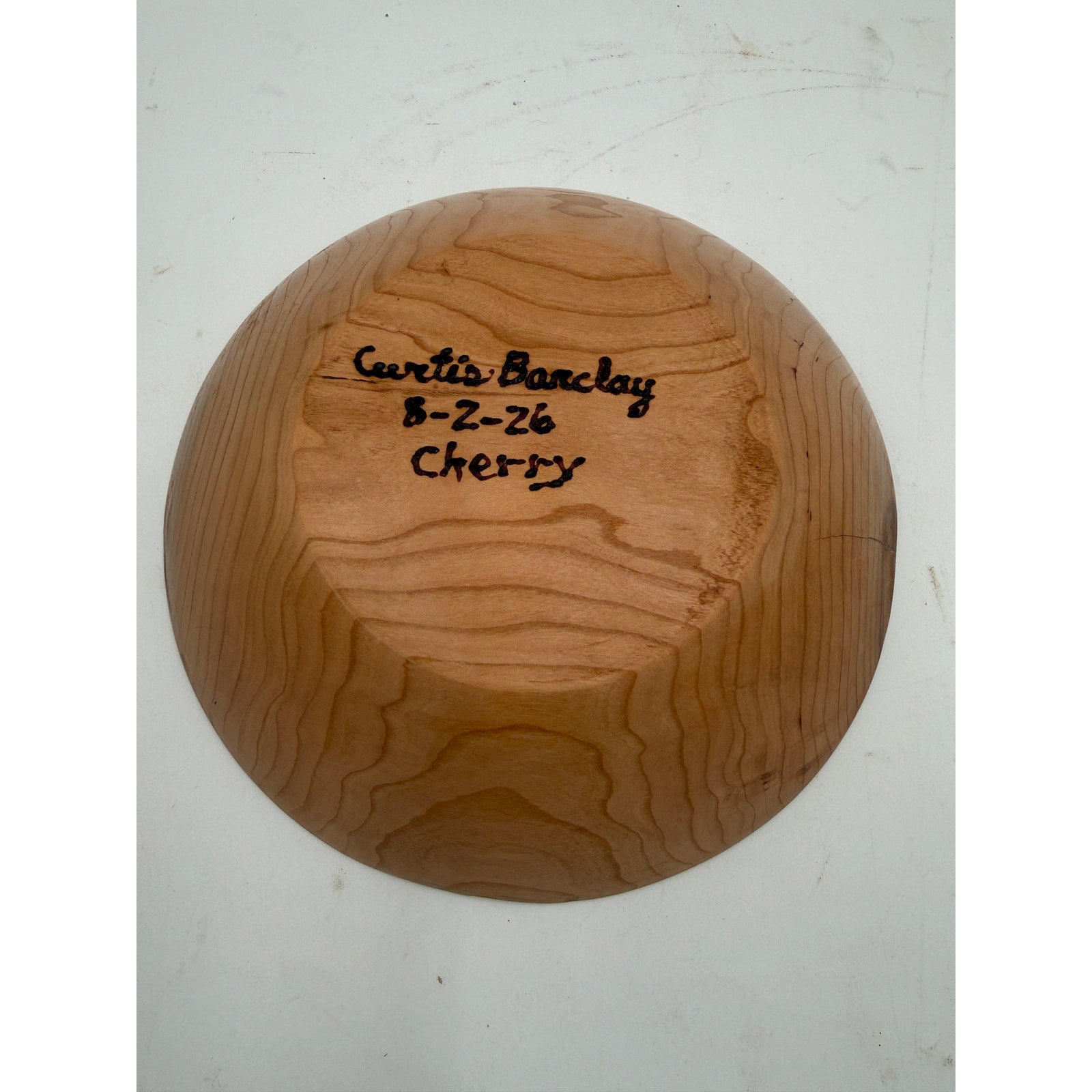 Hand Turned Cherry Wood Bowl, 9.5 x 2.25 Inches, Rustic Decor, SKU 1412