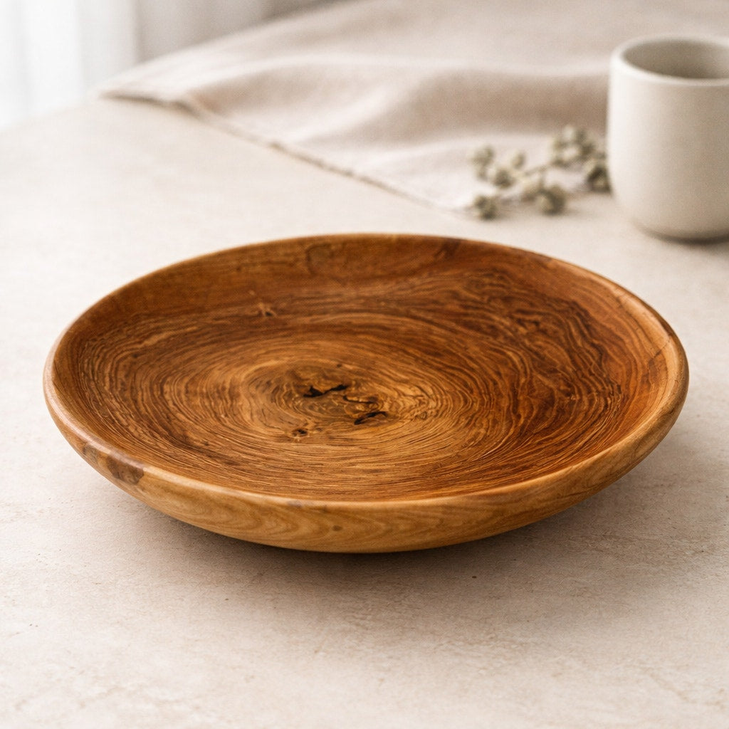 Hand Turned Honey Locust Wood Bowl 9.5 x 2, rustic centerpiece, serving bowl, decorative home, food safe finish