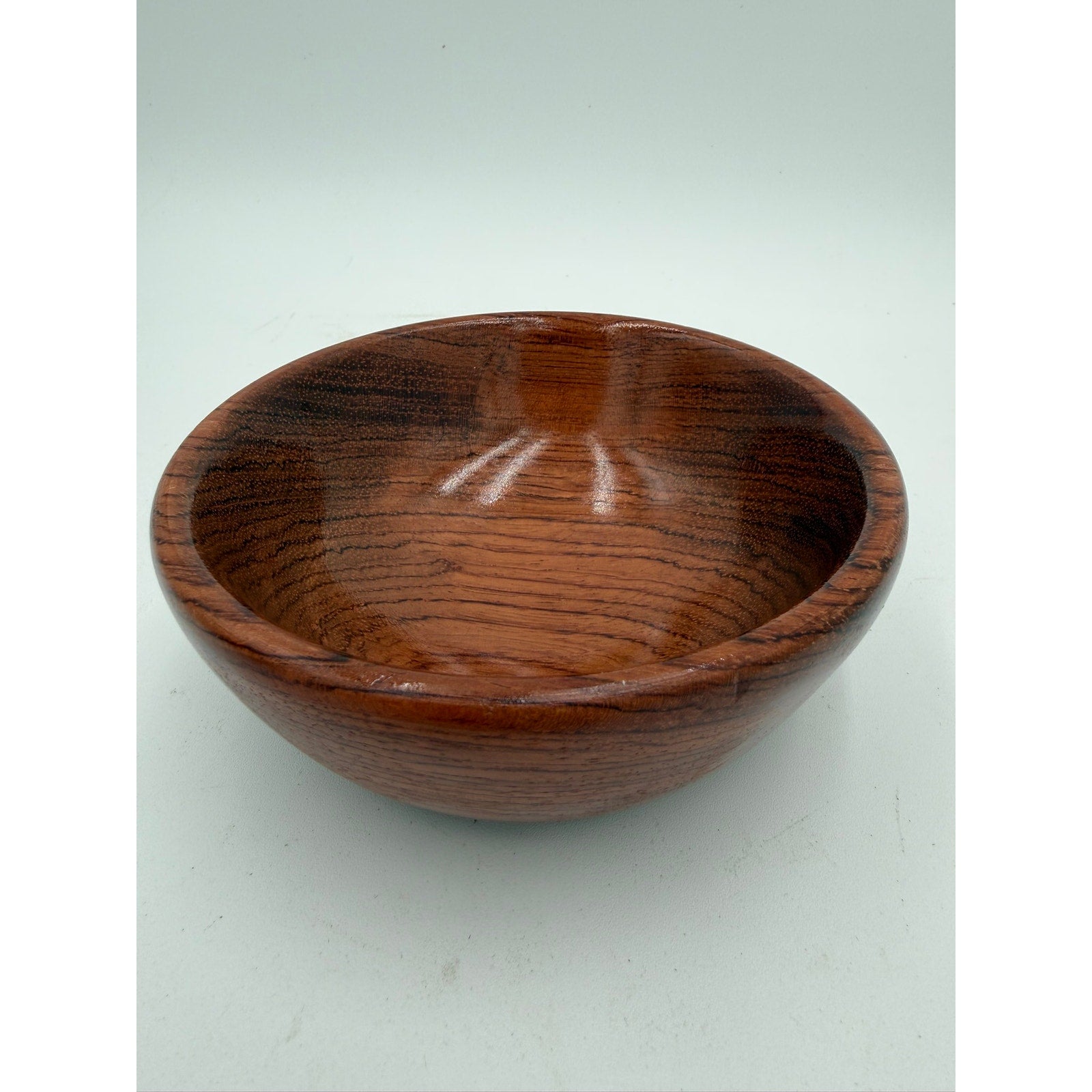 Small Bubinga Serving and Catchall Bowl, food safe finish, handmade woodturning, desk or entry dish, 5 x 1.75 in