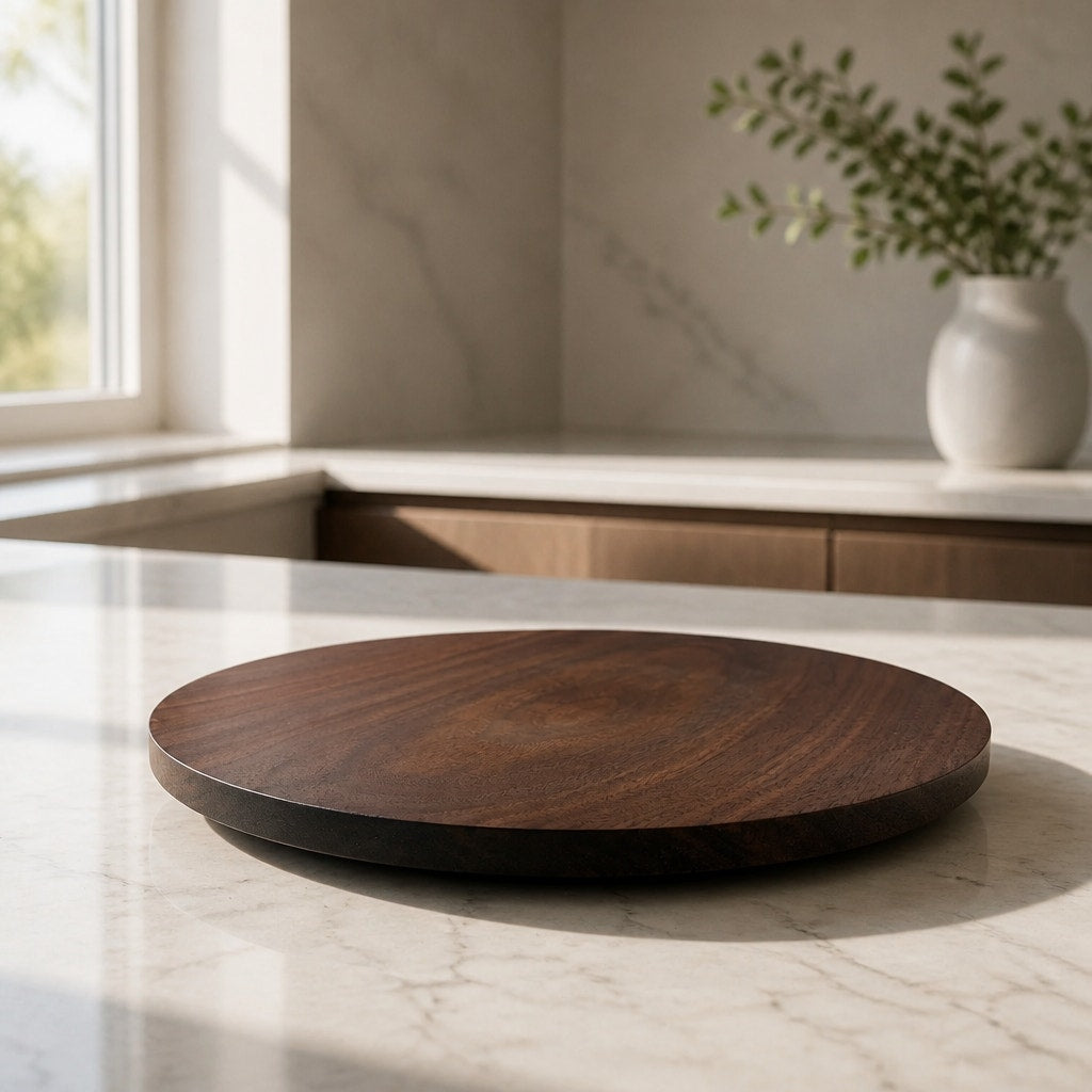 Hand Turned Walnut Serving Platter, 12.5 Inch, Rich Grain Patterns, SKU 1461
