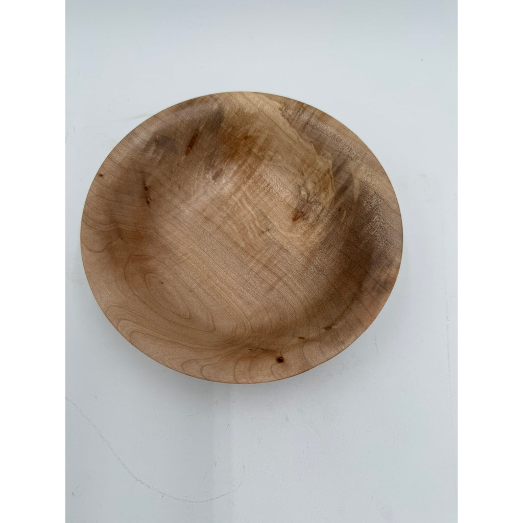 Hand Turned Maple Wood Bowl 7.5 x 2 inches, spalted and figured hardwood, food safe finish, decorative or functional, unique grain