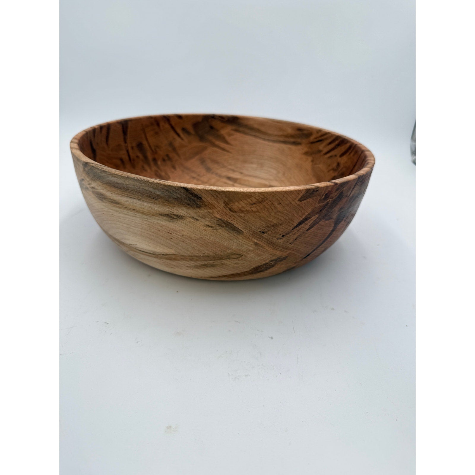 Hand Turned Ambrosia Maple Salad Bowl 12.75x4.5, hand crafted wood, food safe finish, heirloom kitchen serving