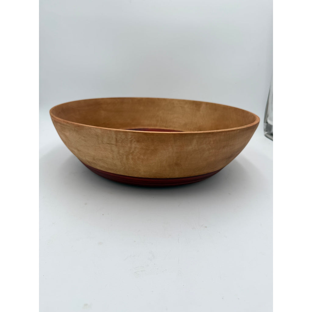 Large Heirloom Wooden Salad Bowl Handmade, 16.5 x 4.5 in, hard maple with padauk base, food safe finish, entertaining serveware, rustic chic