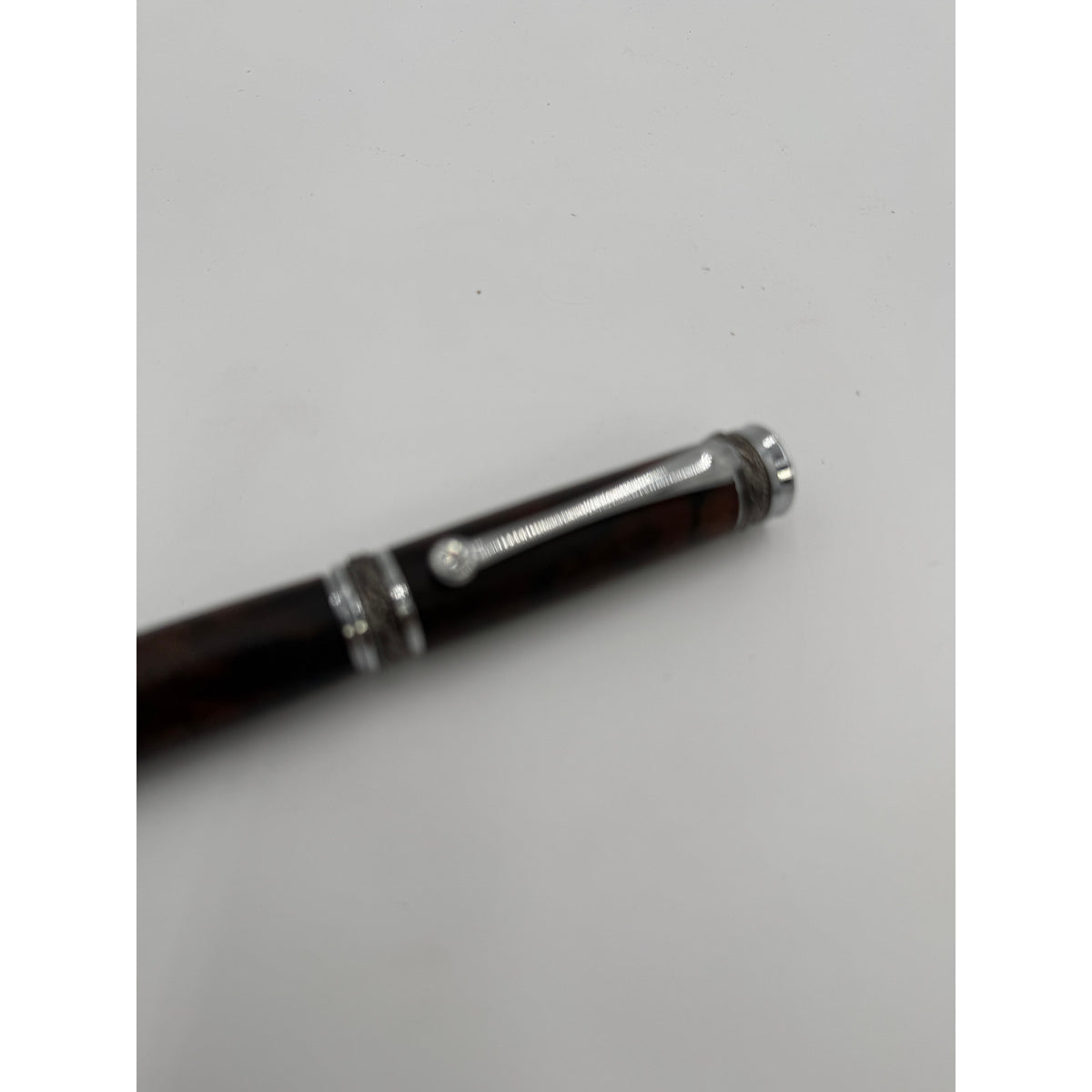 Custom Walnut Burl Rollerball Pen, Majestic Junior, Silver Hardware, Handcrafted Writing Gift