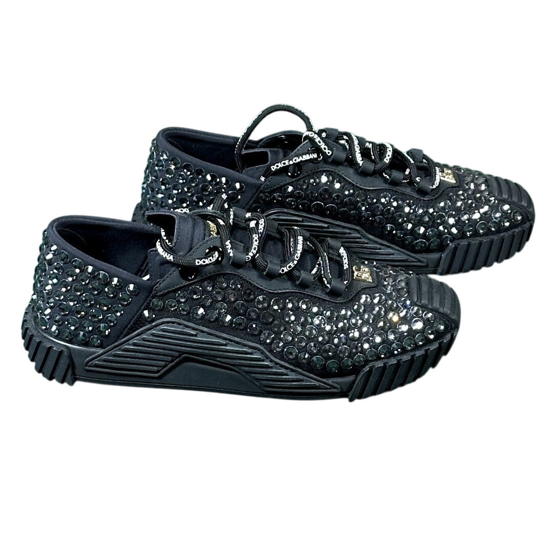 Dolce & Gabbana NS1 Rhinestone Sneakers Black Crystal NIB Size 40.5