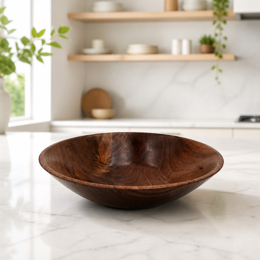 Hand Turned Walnut Bowl for the Home, 9.5x2.5 Inches, SKU 1411, One of a Kind