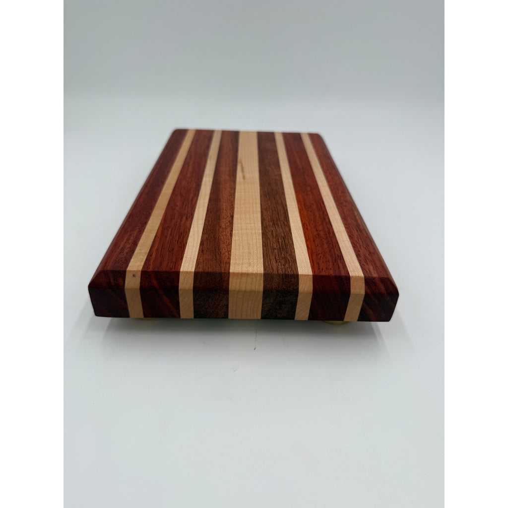 Handcrafted Edge Grain Cutting Board, Padauk Walnut Maple, 11.75 x 7.5 x 1.5 Inches, SKU 1481