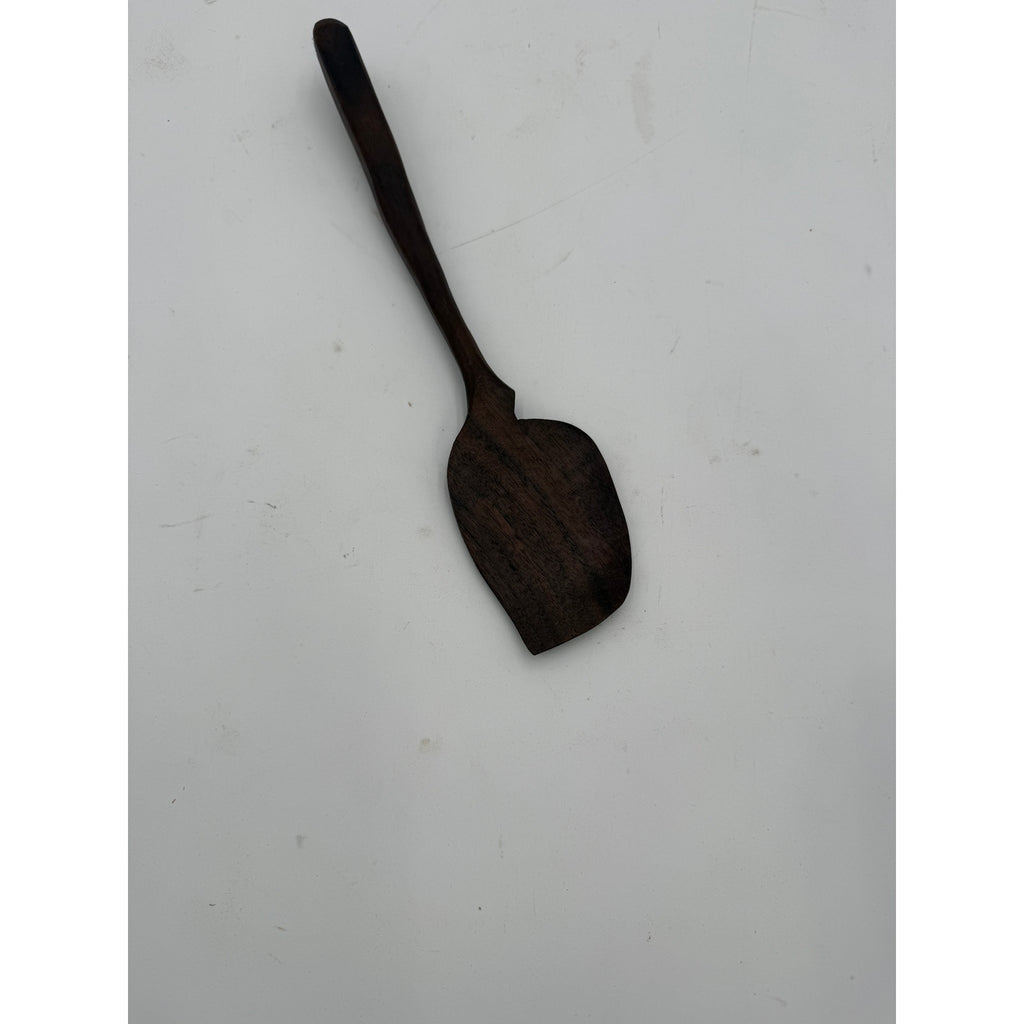Handmade Walnut Scraping Spoon 12 Inch, food safe finish, ergonomic handle, gentle on nonstick, artisan kitchen tool
