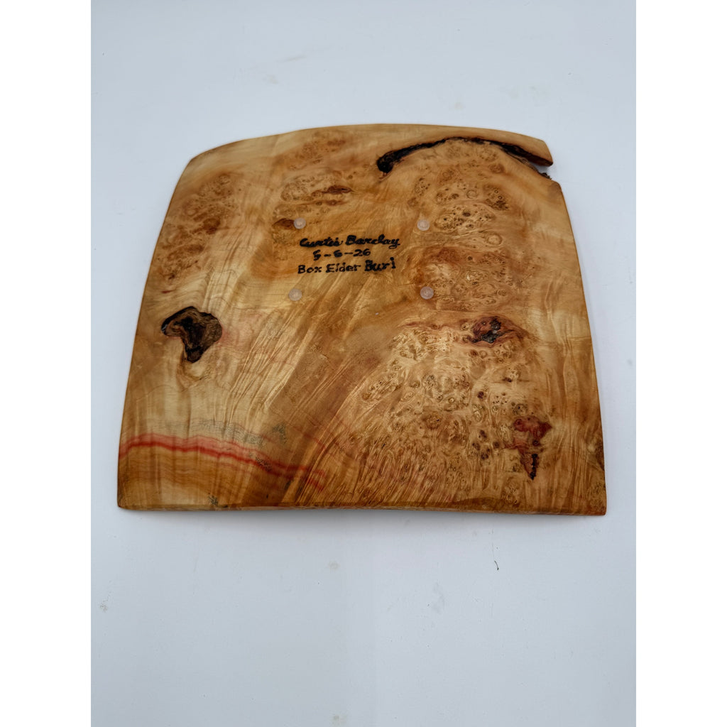 Box Elder Burl Hand Turned Square Bowl, 12x12x2 inches, natural edge, food safe finish, centerpiece decor