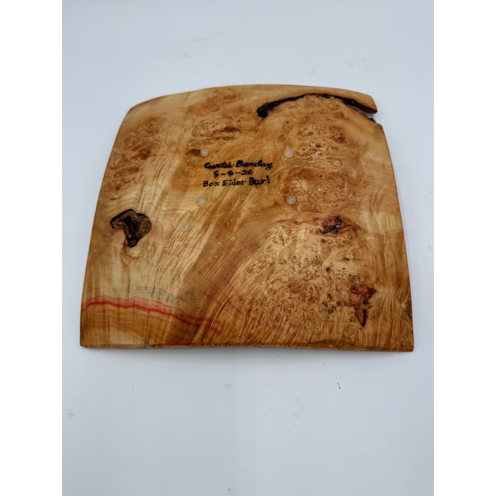 Box Elder Burl Hand Turned Square Bowl, 12x12x2 inches, natural edge, food safe finish, centerpiece decor