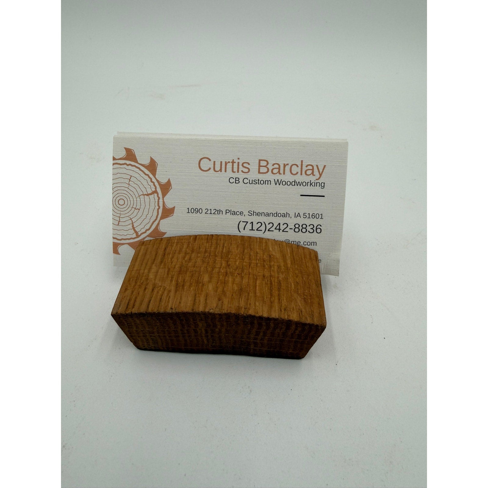 Whiskey Barrel Stave Business Card Holder, handmade wood stand, rustic desk accessory, 3x2.75 in, functional display