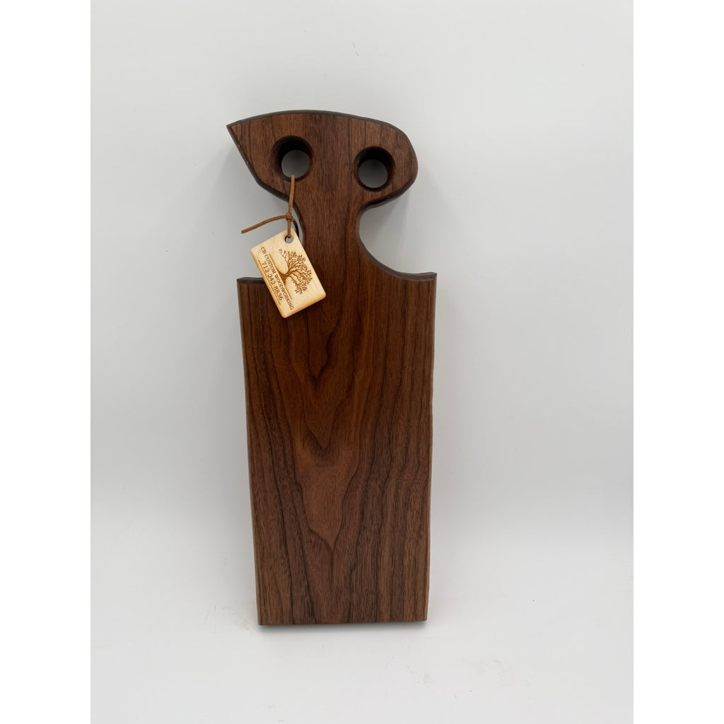 Walnut Free Form Charcuterie Board with Handle, 18 x 6.5 x 1.75, thick and substantial, functional serving, decorative kitchen decor