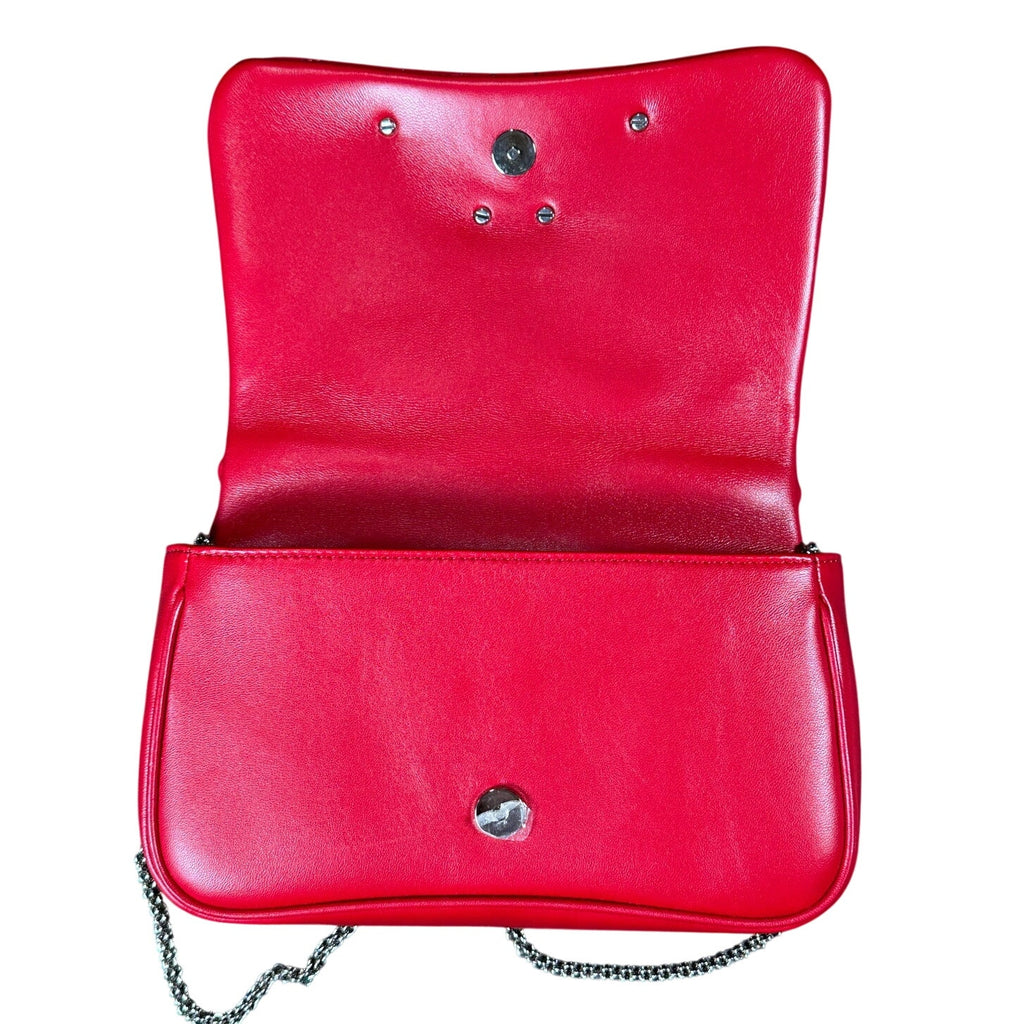 Alexander McQueen Small Seal Bag Blood Red Silver NWT