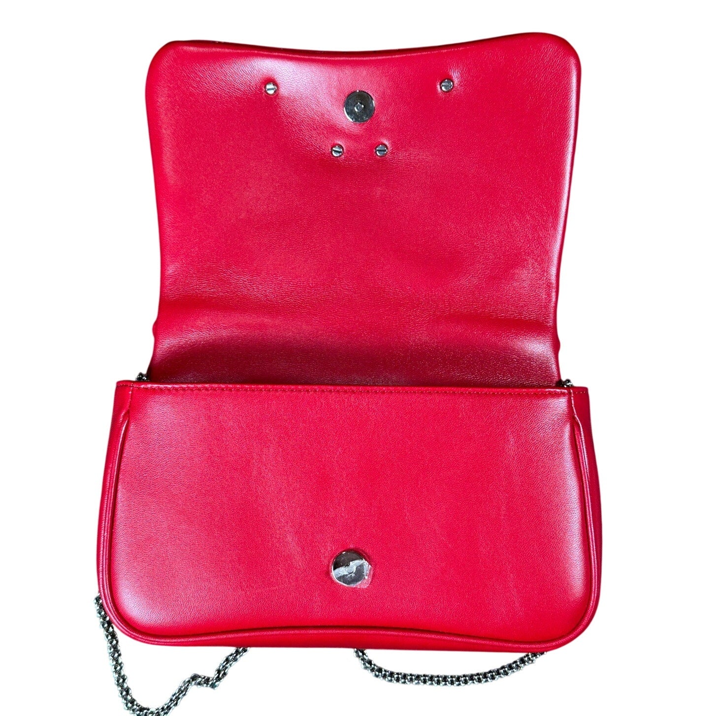 Alexander McQueen Small Seal Bag Blood Red Silver NWT