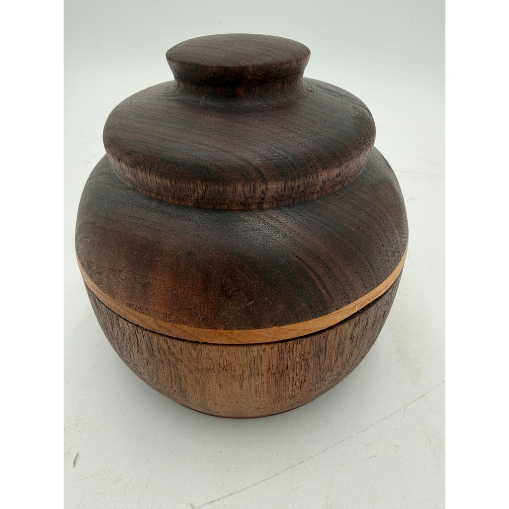 Hand Turned Walnut Lidded Box with Maple Trim, 4.5 x 4.5, catchall storage, jewelry holder, hand crafted gift