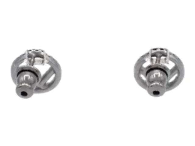 7544 - Fendi F Black Crystal Silver-tone Earrings - Image 2